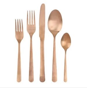 Oslo Cutlery 5 Pc Set in Matte Copper, Service For 1,  Retail Price $105.00US